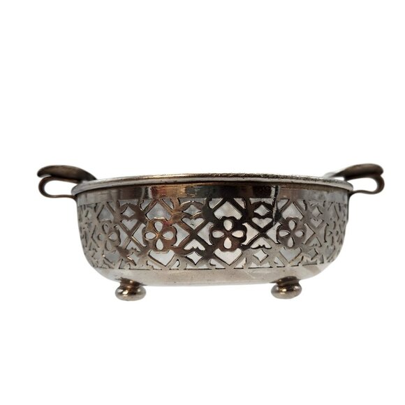 Vintage E&JB Ashtray Silver Plate Basket with Glass Bowl Insert READ - Picture 4 of 12